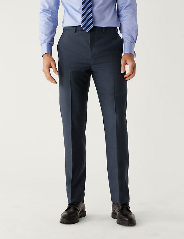 Regular Fit Pure British Wool Herringbone Suit Trousers - PK