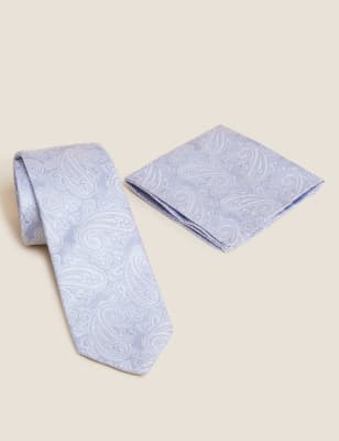 

Mens M&S Collection Paisley Tie & Pocket Square Set - Cream, Cream