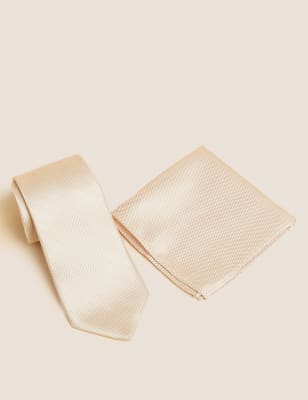

M&S Collection Conjunto de pañuelo de bolsillo y corbata tejidosMens - Gold, Gold