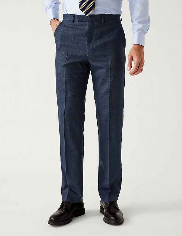 British Wool Regular Fit Check Trousers - CY