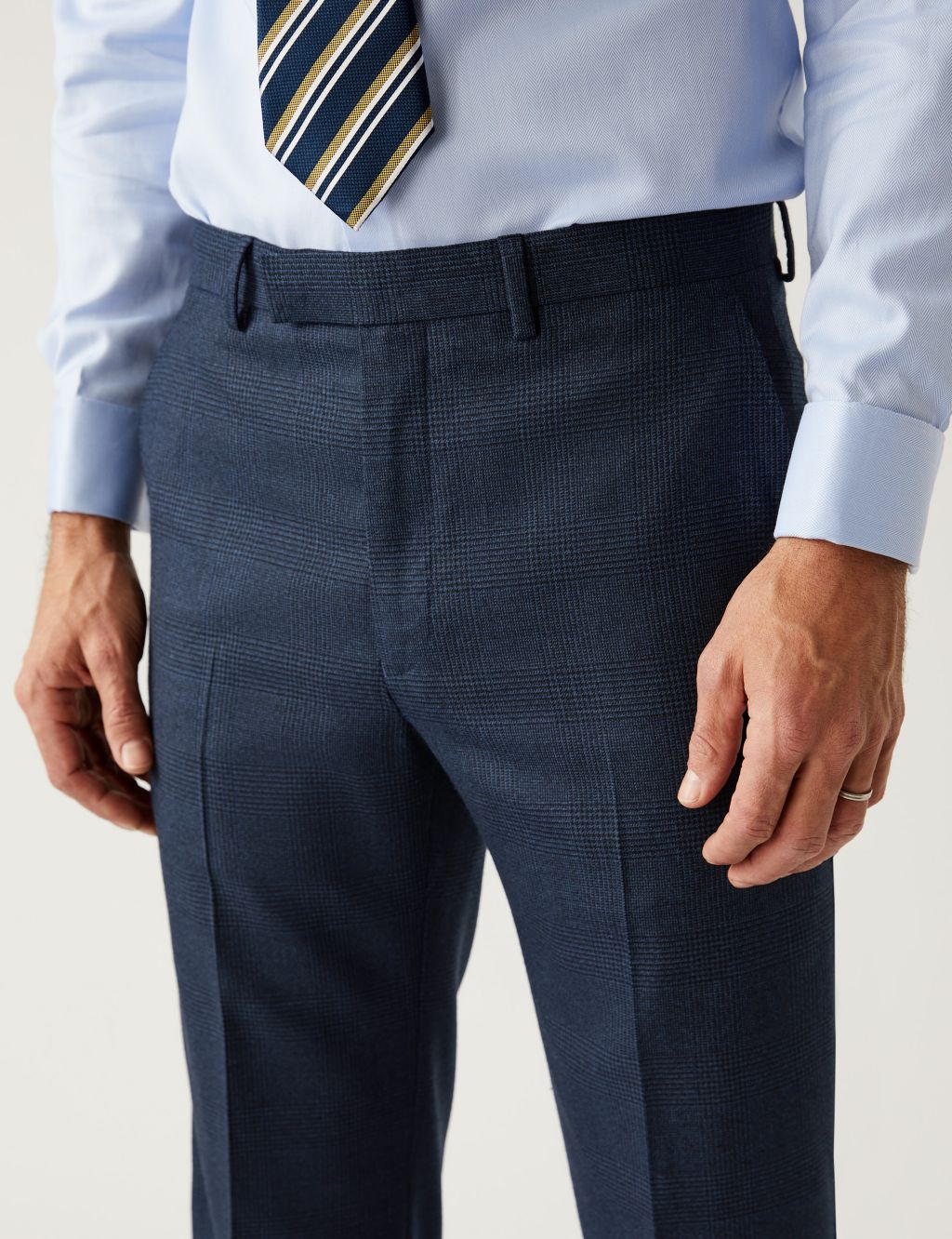 British Wool Regular Fit Check Suit Trousers image 3