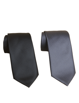 

Mens M&S Collection 2pk Textured Ties - Grey Mix, Grey Mix