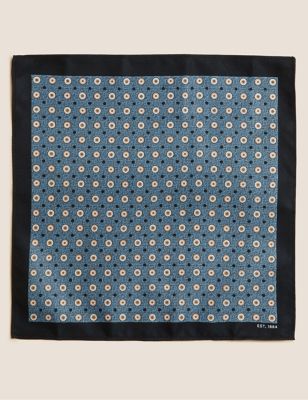 

Mens M&S Collection Tile Print Tie & Handkerchief Set - Blue, Blue