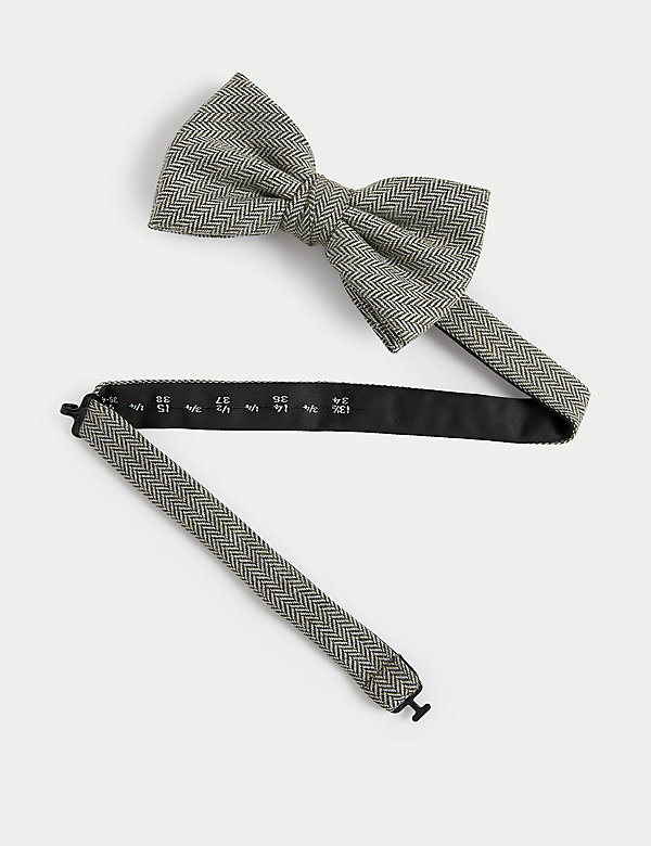 Herringbone Wool Blend Bow Tie - CA