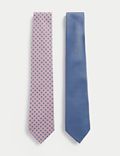 Lot de 2&nbsp;cravates fines à motif texturé