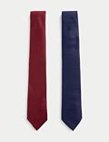 Λεπτές γραβάτες με ανάγλυφη υφή, σετ των 2