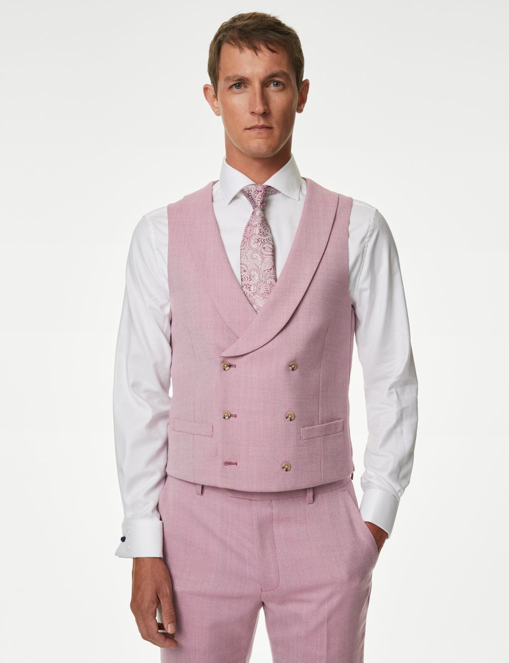 Wool Blend Double Breasted Waistcoat