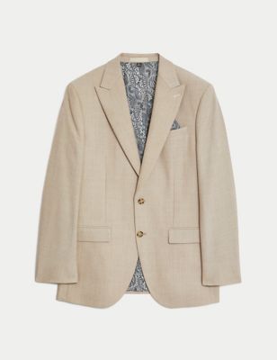 Regular Fit Wool Blend Textured Suit Jacket