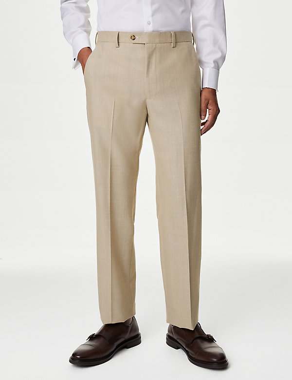 Regular Fit Wool Blend Suit Trousers - DK