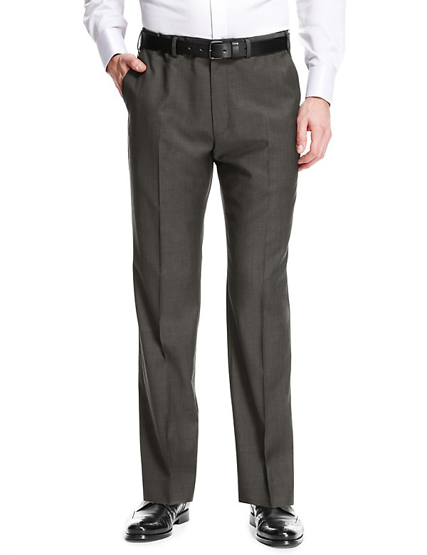 Ultimate Performance Slim Fit Flat Front Twill Trousers with Wool  - HK