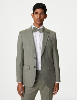 Slim Fit Wool Blend Herringbone Suit Jacket