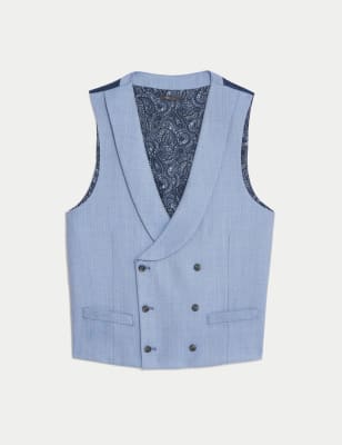 Slim Fit Wool Blend Herringbone Waistcoat