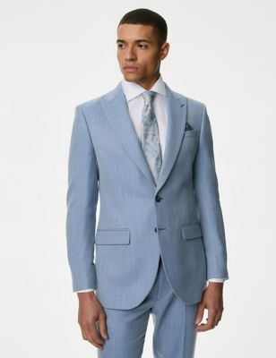 M&S Men's Regular Fit Wool Blend Suit Jacket - 38SHT - Blue, Blue