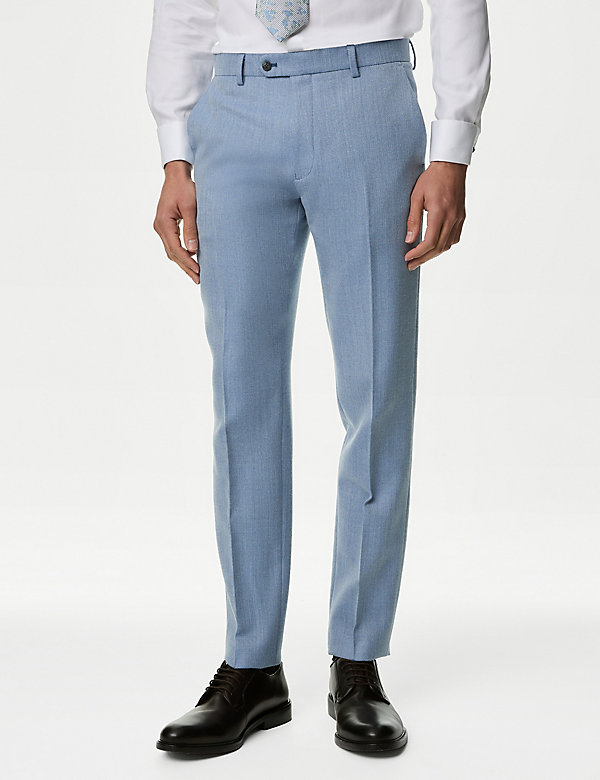 Regular Fit Herringbone Suit Trousers - LU