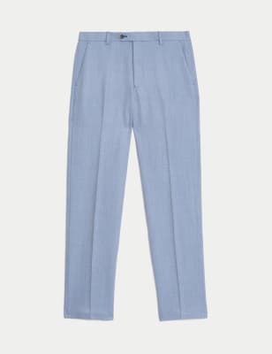 Regular Fit Herringbone Suit Trousers