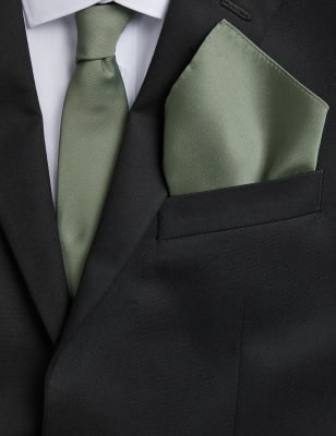 

M&S Collection Conjunto de pañuelo de bolsillo y corbata delgadaMens - Verde Caqui, Verde Caqui