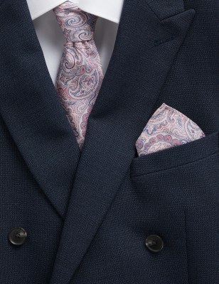 

Mens M&S Collection Set aus Krawatte und Einstecktuch mit Paisley-Muster - Rosa Melange, Rosa Melange
