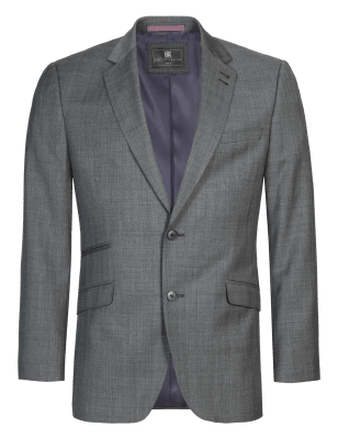 Grey Checked Slim Fit Jacket | M&S Collection | M&S