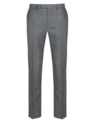 Grey Checked Slim Fit Trousers | M&S Collection | M&S