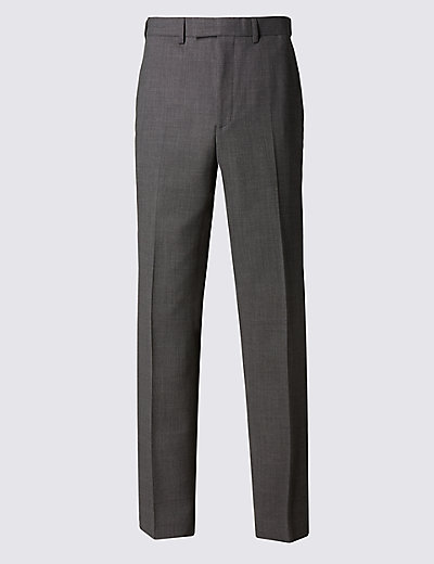 Grey Regular Fit Trousers | M&S
