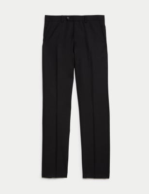 

JAEGER Mens Tailored Fit Pure Wool Check Trousers - Dark Charcoal, Dark Charcoal