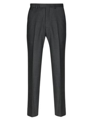 Pure Wool Flat Front Puppytooth Trousers | M&S Collection Luxury | M&S