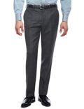 Pure Wool Flat Front Windowpane Checked Trousers