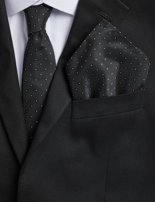 

Mens M&S Collection Slim Floral Tie & Pocket Square Set - Black Mix, Black Mix