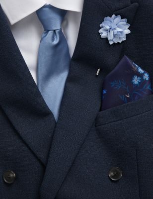 

Mens M&S Collection Floral Tie, Pocket Square & Pin Set - Blue, Blue