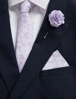 

Mens M&S Collection Slim Floral Tie, Pin & Pocket Square Set - Lilac, Lilac