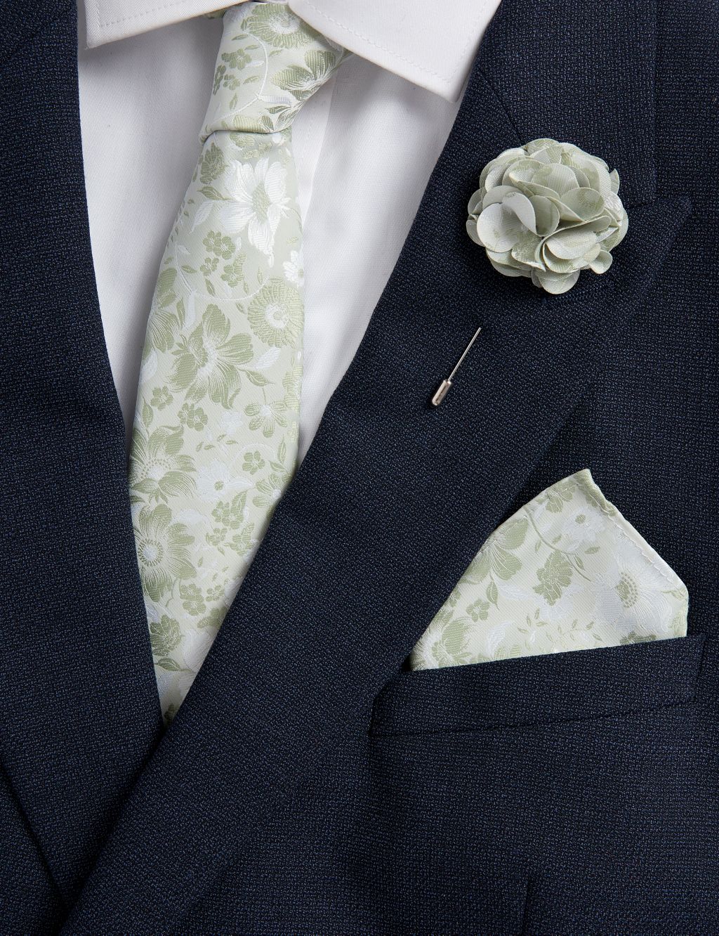 Slim Floral Tie, Pin & Pocket Square Set