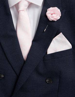

Mens M&S Collection Slim Floral Tie, Pin & Pocket Square Set - Pale Pink, Pale Pink