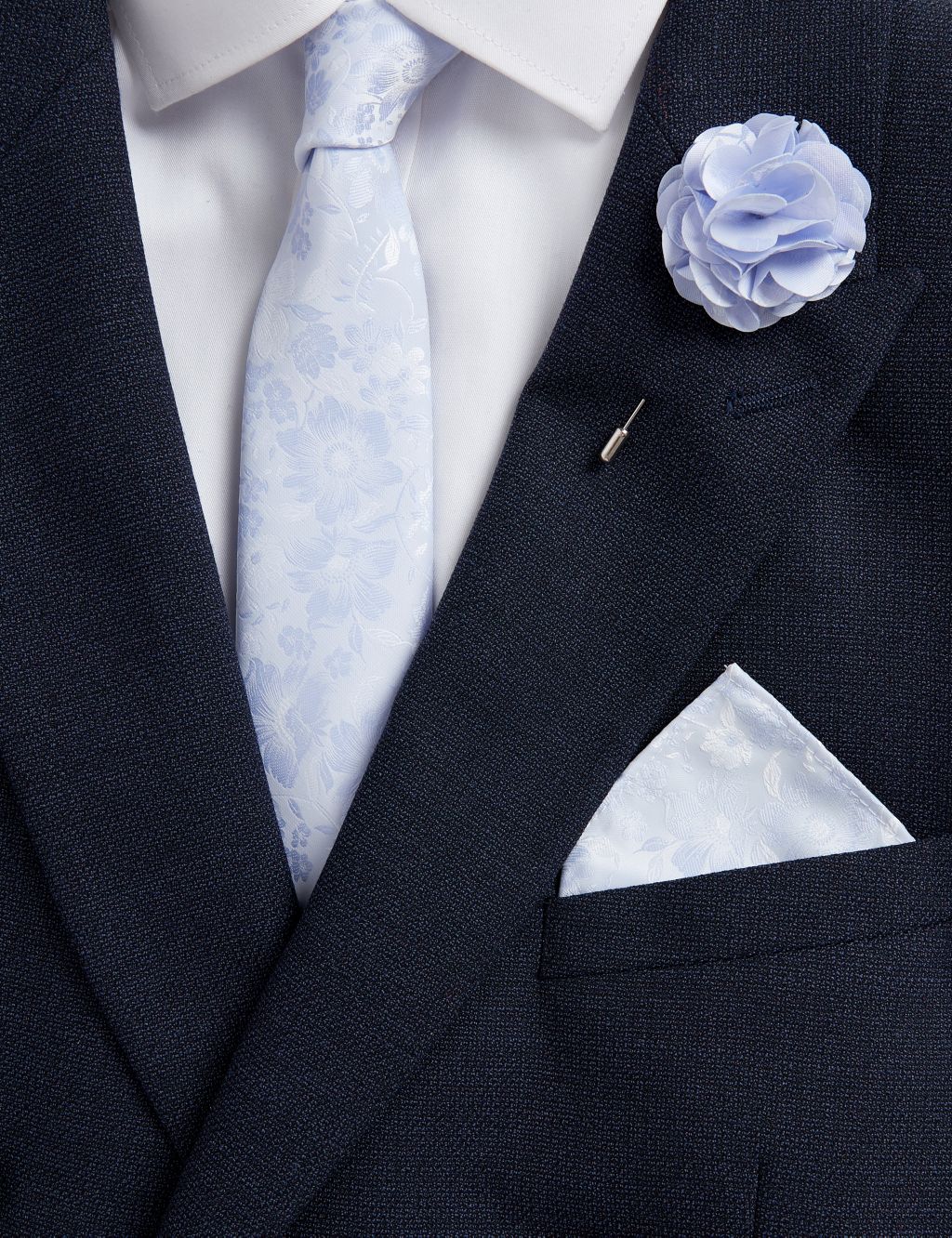 Slim Floral Tie, Pin & Pocket Square Set