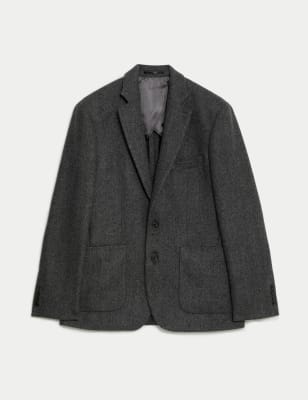 

JAEGER Mens Tailored Fit Wool Rich Suit Jacket - Charcoal, Charcoal