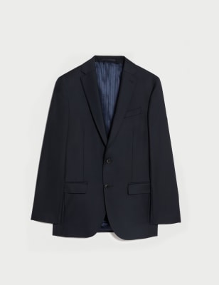 

JAEGER Mens Auf Figur geschnittene Anzugjacke aus reiner Wolle - Navy, Navy
