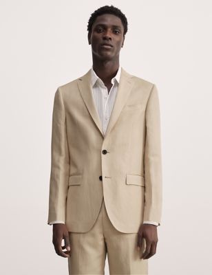 Tailored Fit Silk & Linen Blend Suit Jacket - GR