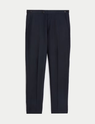 

JAEGER Mens Tailored Fit Silk Linen Blend Trousers - Navy, Navy