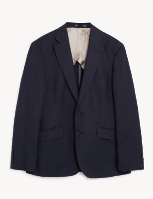 

JAEGER Mens Tailored Fit Silk Rich And Linen Jacket - Navy, Navy