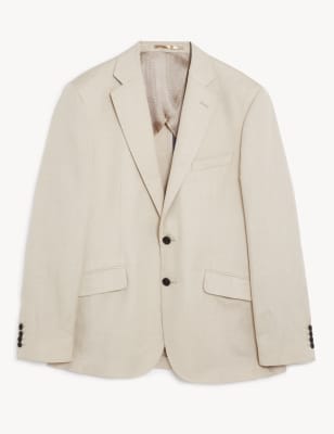 

JAEGER Mens Tailored Fit Silk Rich And Linen Jacket - Stone, Stone