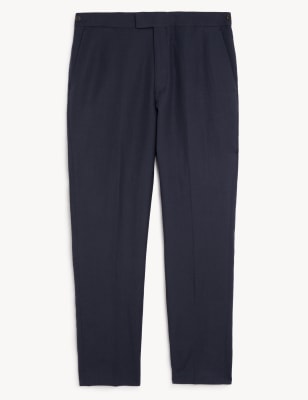 

JAEGER Mens Tailored Fit Silk Rich And Linen Trouser - Navy, Navy