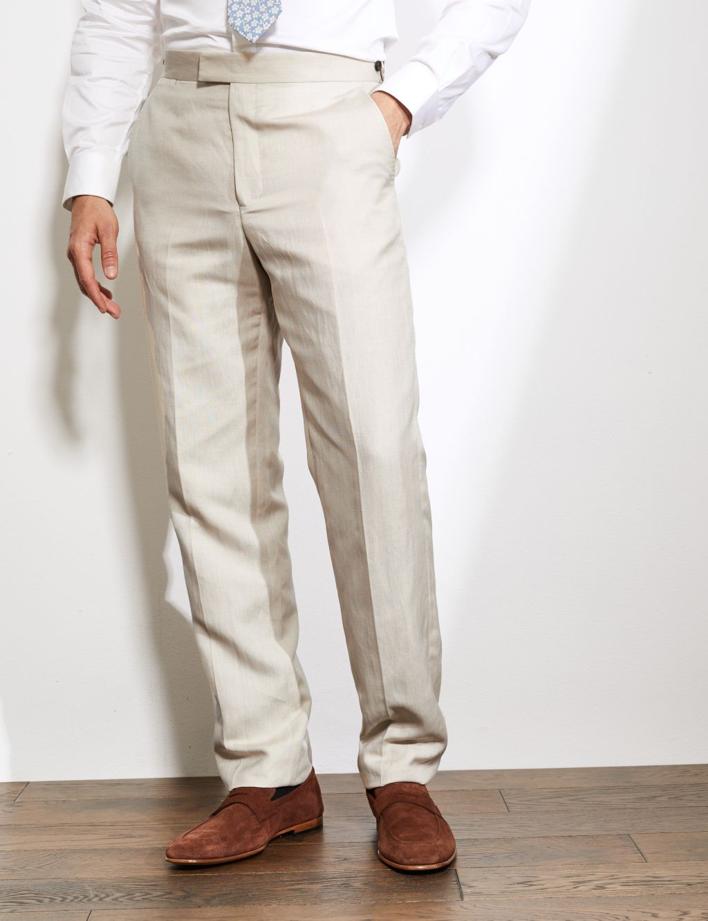 Tailored Fit Italian Silk And Linen Trousers image 3