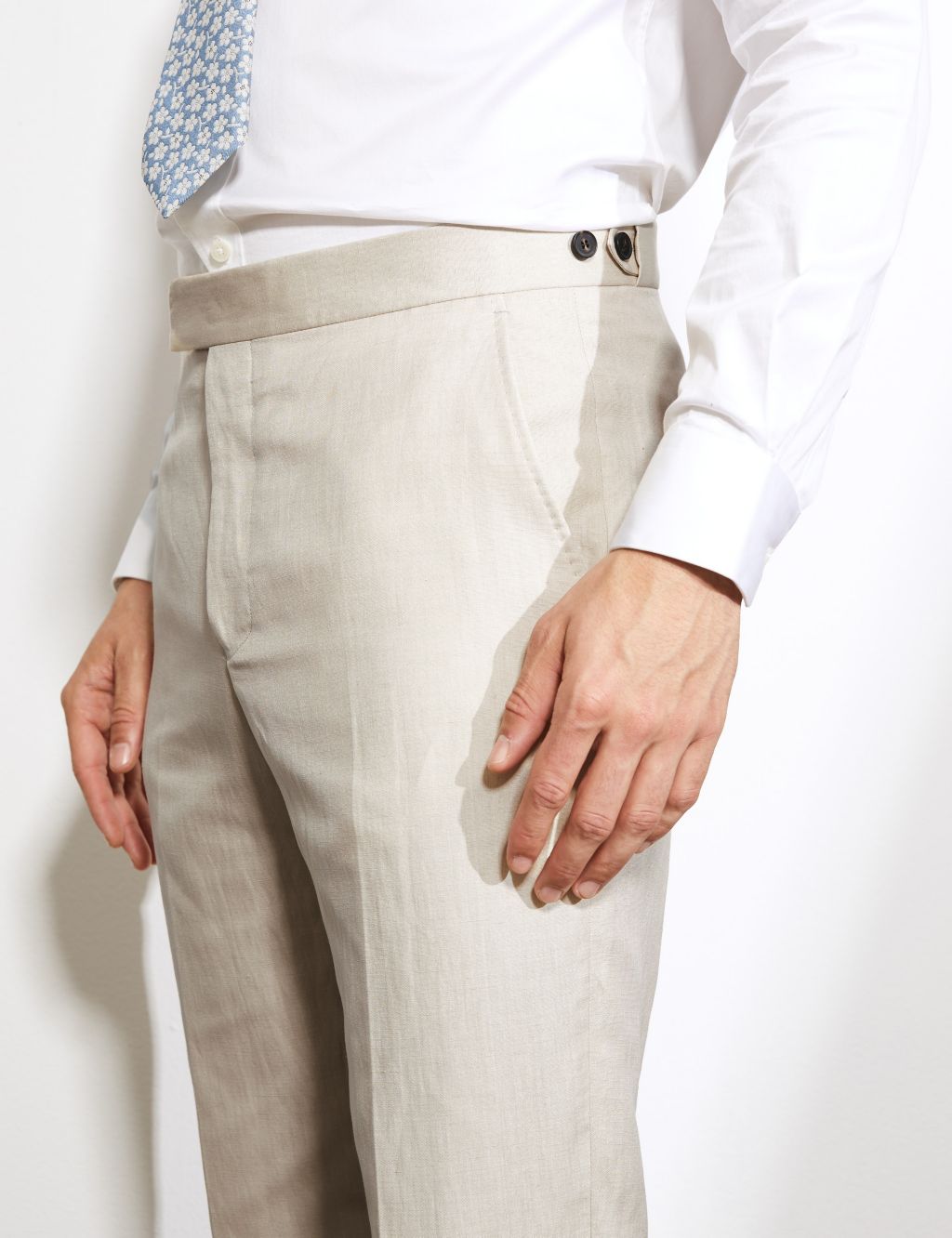 Tailored Fit Italian Silk And Linen Trousers image 4