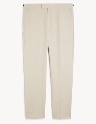 

JAEGER Mens Tailored Fit Silk Rich And Linen Trouser - Stone, Stone