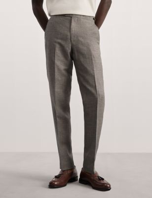 Jaeger Men's Tailored Fit Wool Rich Suit Trousers - 34REG - Taupe, Taupe,Navy