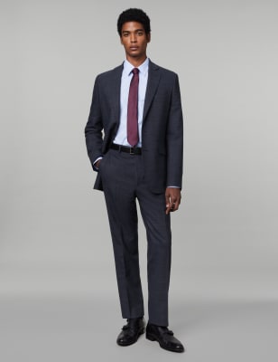

JAEGER Pantalón de corte sastre texturizado de lanaMens - Navy, Navy