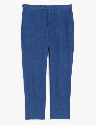 Tailored Fit Pure Linen Flat Front Trousers