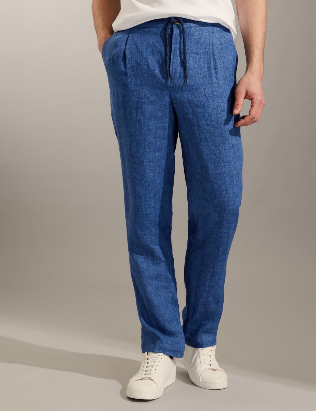 Tailored Fit Pure Linen Trousers image 3