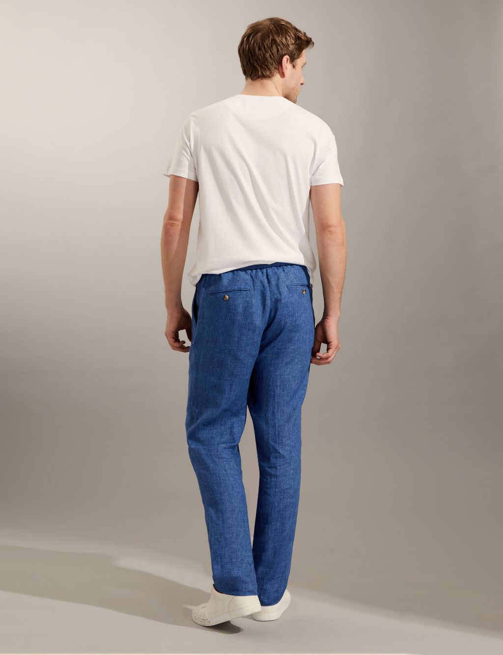 Tailored Fit Pure Linen Trousers image 5