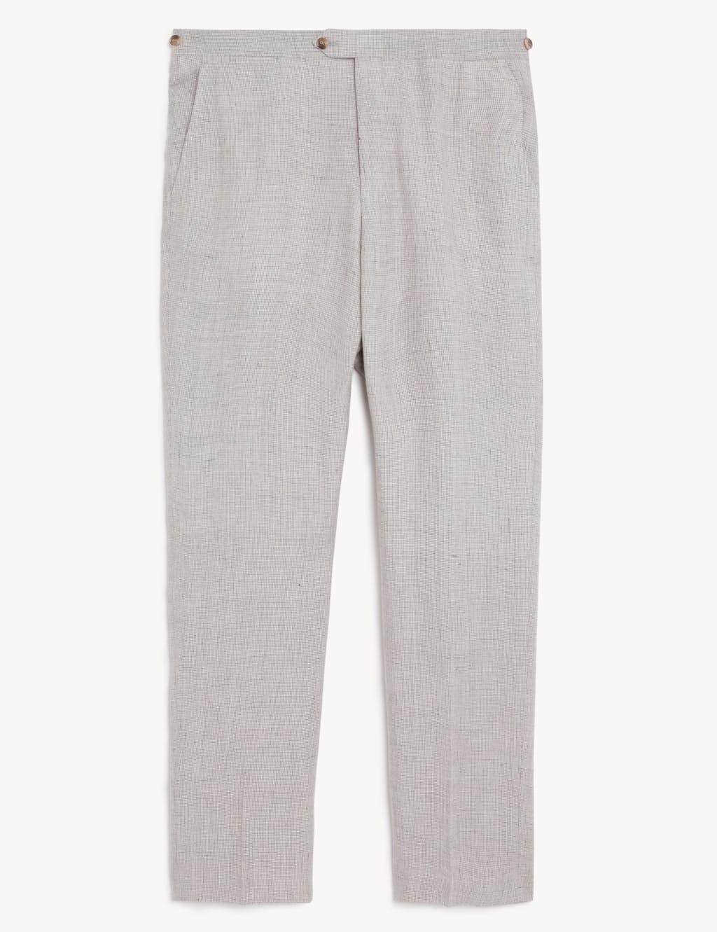 Tailored Fit Pure Linen Puppytooth Trousers image 2