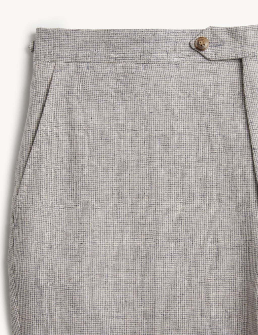 Tailored Fit Pure Linen Puppytooth Trousers image 10